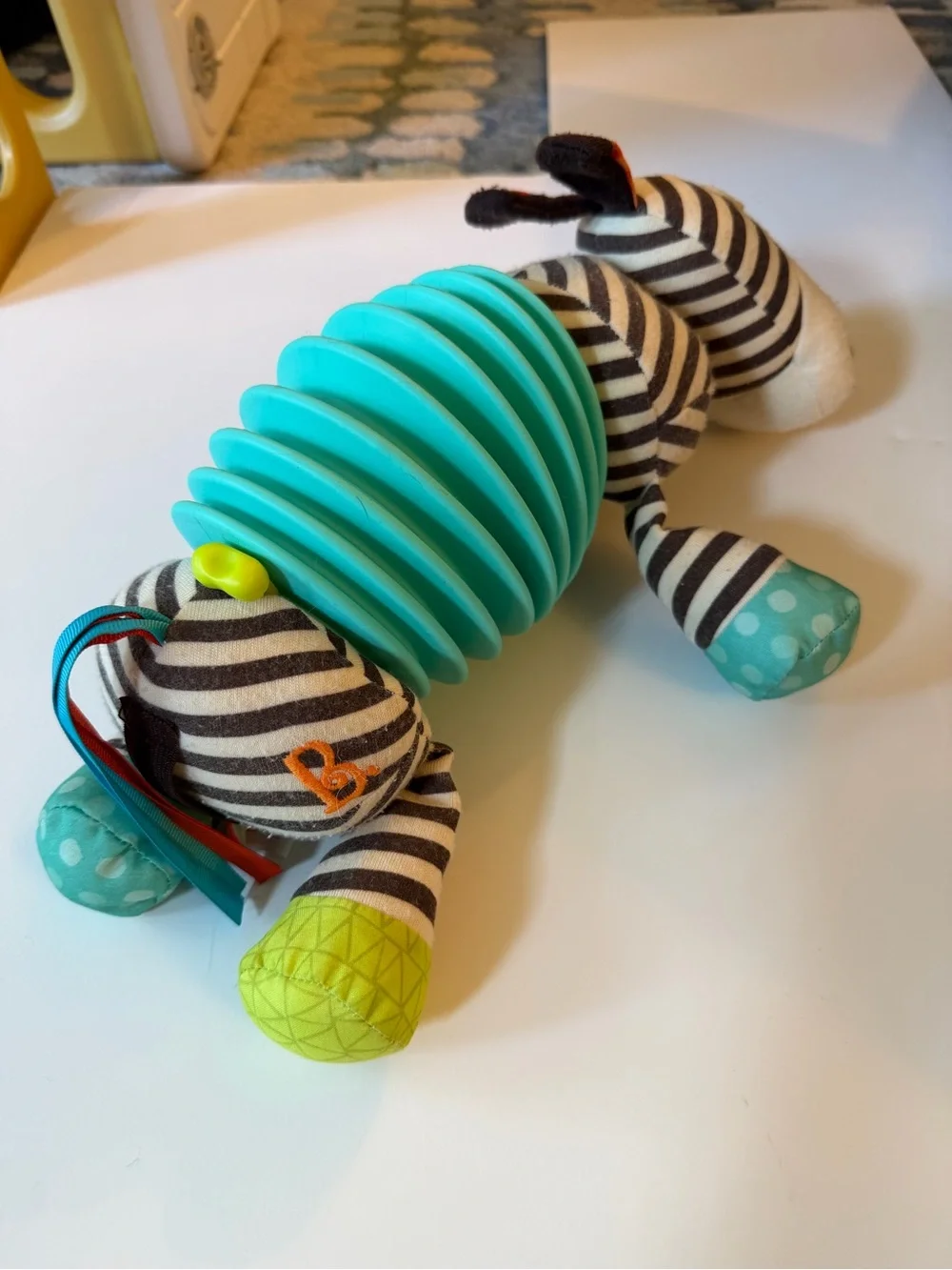 Striped Zebra Sensory Pull Toy - Teal & Multicolor